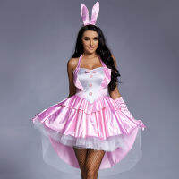 Umorden Women S 3 Piece Sexy Bunny Girl Costume Tuxedo Tails Halloween Club Party ชุดแฟนซี Plus Size Pink