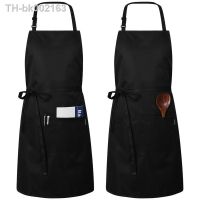 ◙ 2pcs Adjustable Kitchen Apron Waterproof Oil-Proof Cooking Professional Chef for Women Men (Black/white)