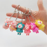 2023 Advertising PVC Soft Rubber Cute Raincoat Piggy Keychain Kawaii Pig Doll Key Chains Woman Metal Bag. Car Key Ring Ornament Gift