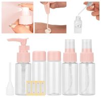 □  High End 50ml Plastic Bottle Squeezed Transparent Sub Bottle Makeup Split Bottle 7 Piece Set Pink