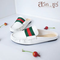 ( Size.36-42 ) รองเท้าผู้หญิง รองเท้าเปิดส้น รองเท้าคุณภาพ รองเท้าเท้าใส่ได้ทุกโอกาส รุ่น GGGdiver สีขาว สีดำ สีโกโก้