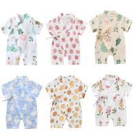 COD ● The Outline Shop27dgsd6gfd Cymbidium 0-18M Summer Baby Girl Boys Clothing Rompers Jumpsuit Short-sleeved Floral Print Cute Soft Newborn Infant Baby Kimono Playwear