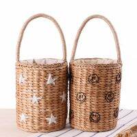 2022 New Fashion Summer Vacation Beach Bag Portable Bucket Bag Totes Embroidery Stars Smile Face pineapple Straw Bag