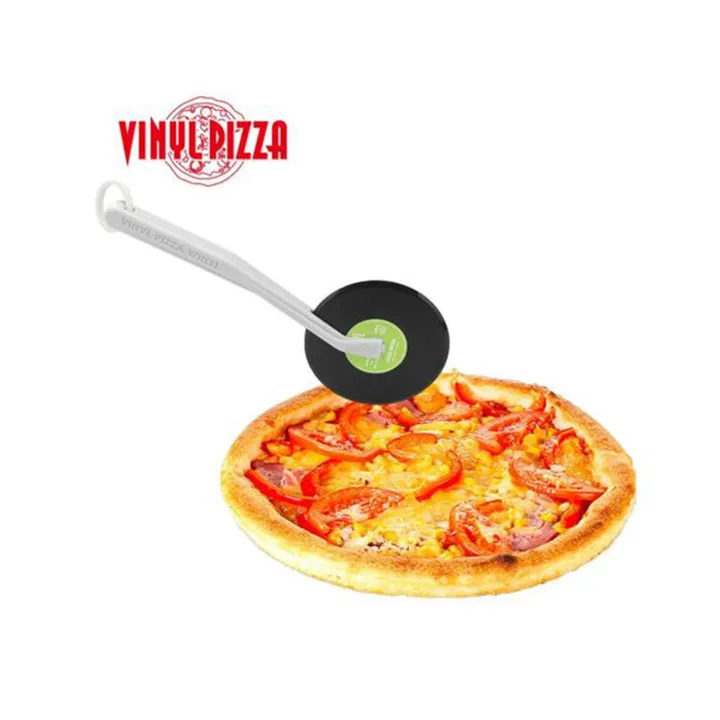 Vinyl Pizza Cutter Wheel With Silicone Handle Slice Record Player Pizza