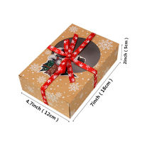 Exquisite Candy Paper Box Gift Carton Biscuits Bags Christmas Kraft Packing Cookies Pouch Xmas Stickers New Year Party Treat
