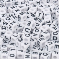 0pcs 6X6mm Mixed White Letter Beads Loose Acrylic Beads for Jewellery Making 0.35mm Hole