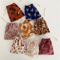 hot【DT】 Floral Print Corduroy Drawstring Finishing Storage Makeup Jewelry Organizer Coin Purse