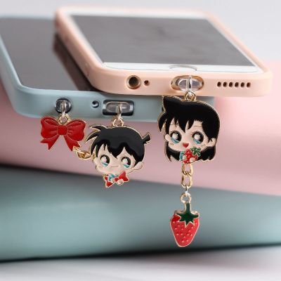 Conan Anime Dust Plug Charm Cute Charge Port Plug For iPhone Type C Anti Dust Cap Kawaii 3.5MM Jack Dust Protection Stopper