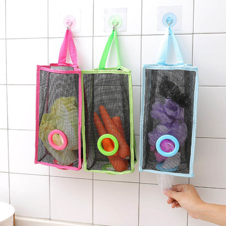 Plastic Bag Holder Wall Grocery Shopping Bag Dispenser Access Holes