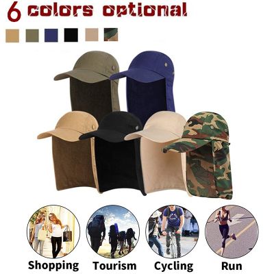[hot]Fishing Hat Sun Visor Cap Hat Outdoor UPF 50 Sun Protection with Removable Ear Neck Flap Cover for Hiking Camping Cycling Caps