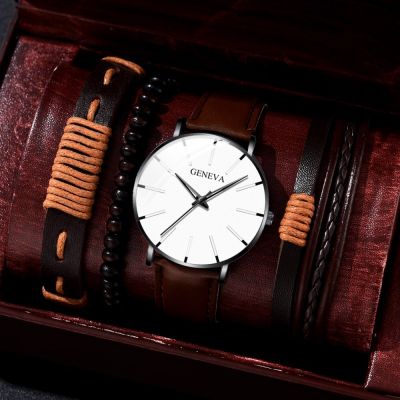 นาฬิกาแฟชั่นสำหรับผู้ชายนาฬิกาข้อมือควอตซ์วงหนังลำลองหรูหรานาฬิกานาฬิกาผู้ชายสำหรับผู้ชาย