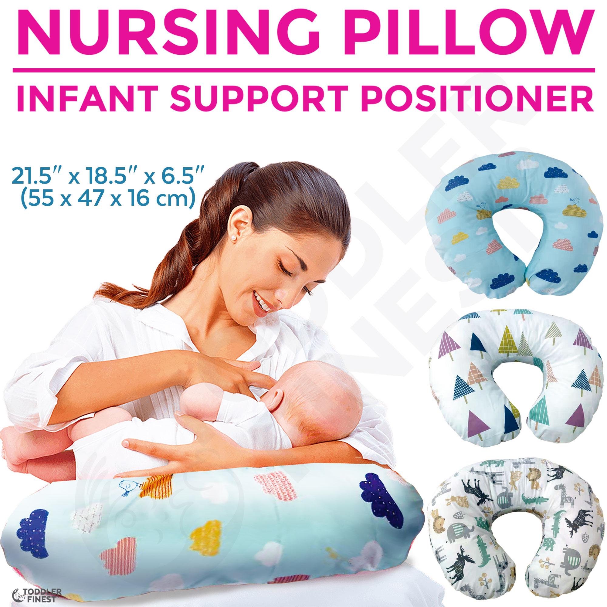 Ergonomic Portable Lightweight Hypoallergenic Washable Soft Breathable 100% Cotton Cover Breastfeeding Arm Pillow Forest Nursing Pillow and Positioner Infant Support Newborn Feeding Cushion 