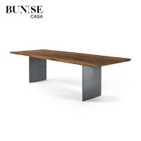 BUNISE CASA Black Walnut Log Rectangular Dining Table BUD0901