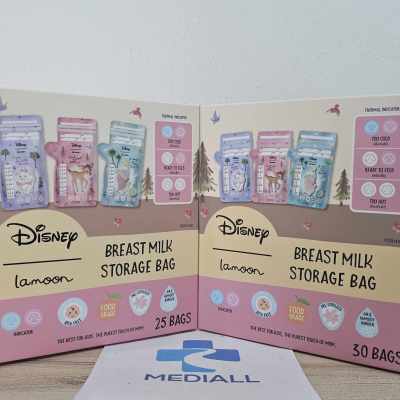 (ยกกล่อง 25 ใบ) Lamoon Baby Breast Milk Storage Bag 8 oz. ละมุนเบบี้ ถุงเก็บน้ำนม 8 ออนซ์ ลิขสิทธิ์แท้ Disney ดิสนีย์ lamoon ละมุน