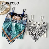 PEAR DODO เสื้อกั๊กแบบสั้นผ้าปะพิมพ์ลายวินเทจเกาหลีสำหรับผู้หญิง