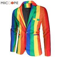 ZZOOI Mens Rainbow Striped Costume Blazer Homme 2021 Luxury Fashion Men Clothing Party Stage Chaquetas Hombre Formal Suit Jackets 4XL