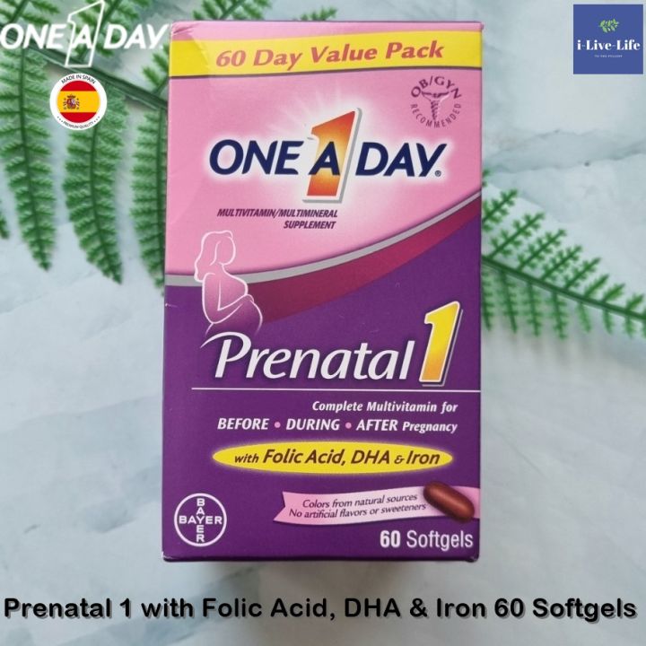 วิตามินรวม-สำหรับเตรียมตัวตั้งครรภ์-prenatal-multivitamin-with-folic-acid-dha-amp-iron-one-a-day-ก่อน-ระหว่าง-และหลังตั้งครรภ์