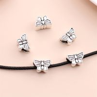 10PCS Silver Plated Butterfly Bead Accessories For Women Pandora Style Charm Bracelet Necklace Jewelry Making