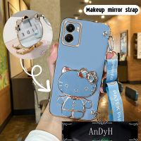 AnDyH Long Lanyard Casing For VIVO Y15S VIVO Y15A VIVO Y01 phone case Hello Kitty Makeup Mirror Stand