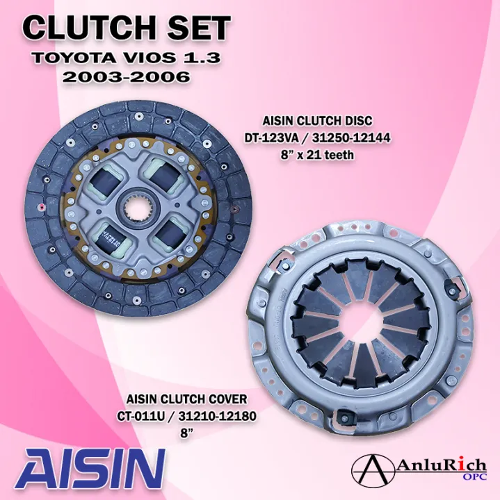 AISIN CLUTCH SET (Clutch Disc + Clutch Cover) For Toyota Vios 1.3 2003 ...