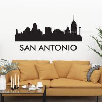 (สติ๊กเกอร์และรูปลอกผนัง) San Antonio เท็กซัส Cakrawala Kota Stiker Dinding Vinyl Seni Decals Kamar Anak-Anak Ruang Tamu Dekorasi Sesor