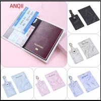 ANQII 2Pcs/set แฟชั่นสำหรับผู้หญิง เครื่องหนังแท้ การเดินทางการเดินทาง ผู้ถือหนังสือเดินทาง ปกหนังสือเดินทาง ที่ใส่บัตรเครดิต ป้ายติดกระเป๋าเดินทาง