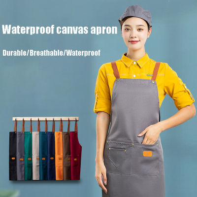 Coffee Shop Apron Apron With Pockets Fashionable Aprons Waterproof Canvas Apron Korean Style Work Clothes