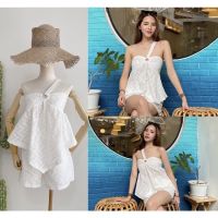 White Lace Story set  ชุดเซ็ทผ้าฉลุ  เสื้อ+กางเกงขาสั้น ชุดเที่ยวทะเล ชุดำปคาเฟ่