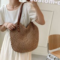 Straw Bags Women Handmade Woven Basket Tote Summer Boho Beach Holiday Travel Female Shoulder Handbags