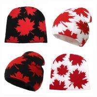 【cw】 New MaplePrintingHat Man Woman 100 Cotton FashionWarm Cap Knit Soft Caps Outdoor SkiHats