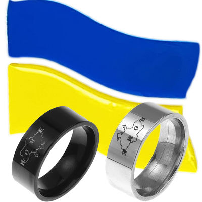 Unisex แหวนยูเครนแผนที่แหวนผู้ชายแฟชั่นเครื่องประดับงานแต่งงานคู่น่ารักสีเงินโลหะสแตนเลสแนวโน้ม Accessories