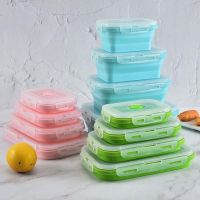 4 Sizes Silicone Collapsible Folding Food Storage With Lids Bento Kids Microwave Bowl