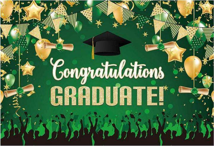 7x5ft Graduation Backdrop for Photography Green and Gold ...