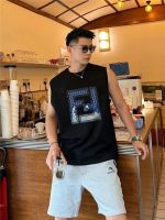 2023 New Letter Printing Round Neck Sleeveless Tank Top T-shirt for Mens Summer Loose Cotton Sports Top