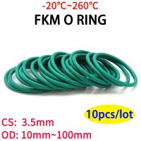 10pcs CS3.5mm OD 10 100mm Green FKM Fluorine Rubber O Ring Sealing Gasket Insulation Oil High Temperature Resistance Green