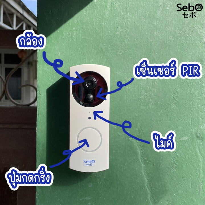 sebo-beru-กริ่งไร้สายพร้อมกล้องอินเตอร์คอมอัจริยะระบบสมาร์ทไวไฟสนทนาได้-พร้อมกริ่งไร้สายภายใน-กันน้ำ-ติดตั้งภายนอกได้-ติดตั้งเองง่าย