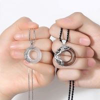 Couple Sun Moon Necklace Creative Pendants Ancient Style Letters Fashion Simple Love Gifts