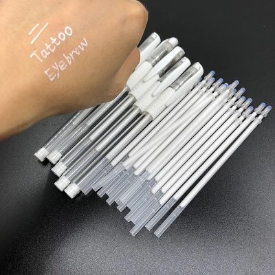 50pc White Tattoo Eyebrow Marker Pen Microblading Surgical Skin Scribe Pen Waterproof Supplies Permanent Makeup Tool Accessories
