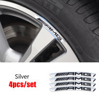 4ชิ้นสติกเกอร์ติดดุมล้อรถยนต์แถบขอบยางตกแต่งไฟโลโก้ AMG สำหรับ Mercedes Benz W210 W211 W124 W168 W176 W203 W204 W212 W123 CLA CLK CLS GLA