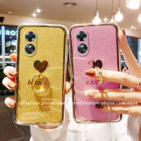 Phone Case เคส OPPO A38 A58 A78 A98 5G 4G NFC เงาฝาหลังแข็ง TPU รูปหัวใจพร้อมขาตั้งแหวนใส่นิ้วเคสโทรศัพท์ OPPOA38 OPPOA58 OPPOA78 OPPOA98 2023