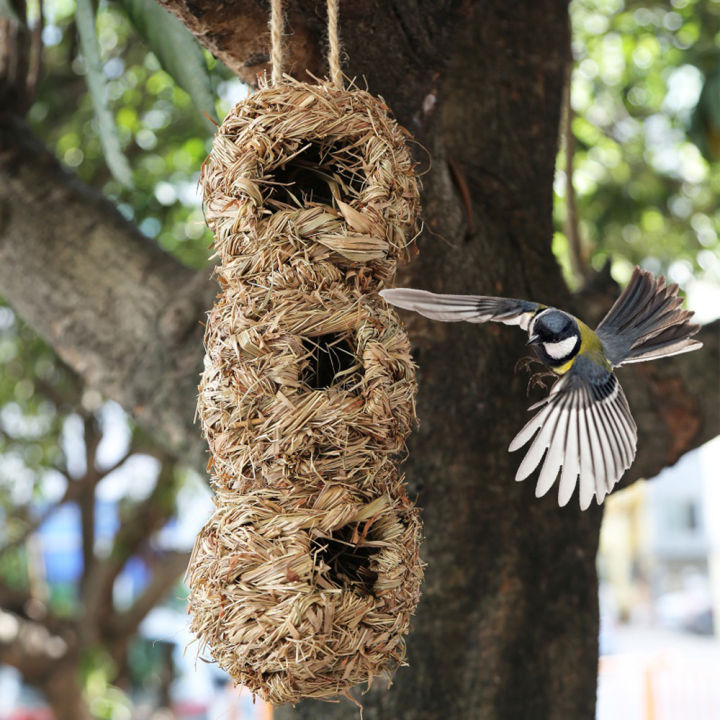 anqian-hand-woven-hanging-parrot-outdoor-home-with-3-holes-garden-decor-hummingbird-house-bird-hut