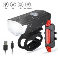 ∋ USB Rechargeable Bike Light MTB Bicycle Front Back Rear Taillight Cycling Safety Warning Light Waterproof Bicycle Lamp Flashligh