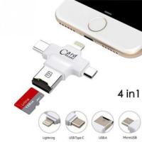 iD ragon 4IN1 card reader,TF, Lightning 8-pin, Micro USB, Type-C Smart Card Reader with Micro USB Charge port