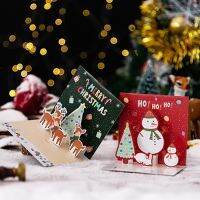 6pcs/set 3D Pop Up Christmas Greeting Cards Handmade Holiday Postcard with Envelope Stickers for Xmas New Year Gifts