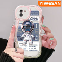 YIWESAN เคสปลอกสำหรับ Samsung A03 M02 A02,เคส F02s ลายการ์ตูนน่ารักมีสไตล์อวกาศนักบินอวกาศสีสันสดใสขอบเป็นคลื่นเนื้อครีมเคสโทรศัพท์โปร่งใสนิ่มกันกระแทกเคสใสซิลิโคน