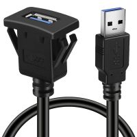 Nku kabel ekstensi Panel Flush Mount USB 3.0/2.0 Port tunggal persegi dengan gesper untuk mobil truk perahu sepeda motor dasbor 1m 3 kaki