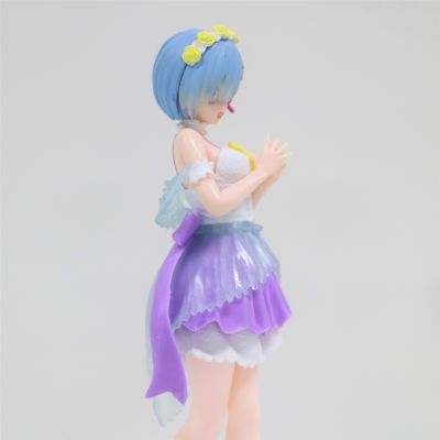 Pure White Rezero Purple Blue Crystal Dress Girl Action Figure Toy For Child