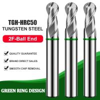 AZZKOR ทังสเตนเหล็กคาร์ไบด์อลูมิเนียมมิลลิ่งคัตเตอร์ 2F Color-Ring Coating CNC Mechanical Ball End Endmills Tools TGH-HRC50