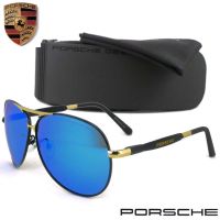 แว่นตา แว่นตาแฟชั่น Polarized แว่นกันแดด แฟชั่น รุ่น PORSCHE UV 8516 C-1 สีทองเลนส์ปรอทน้ำเงิน เลนส์โพลาไรซ์ ขาสปริง สแตนเลส สตีล Sunglasses แว่นตากันแดด