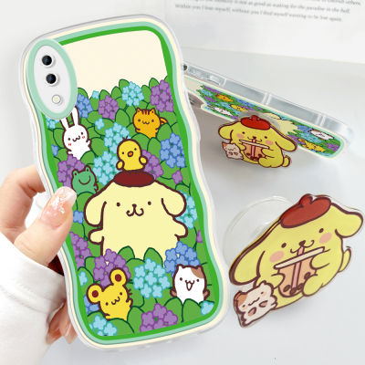 GGK ปลอกสำหรับ Samsung Galaxy M30 5G พร้อมที่ยึดนิ่มแฟชั่นเคสโทรศัพท์หยัก Pom Pom Purin การ์ตูนกันกระแทกเคสโทรศัพท์มือถือป้องกันกล้องคลุมทั้งหมด